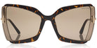 Tom Ford® FT0766 Gia FT0766 Gia 56J 63 - Dark Havana & Transparent Light Gray With Rose Gold Sunglasses
