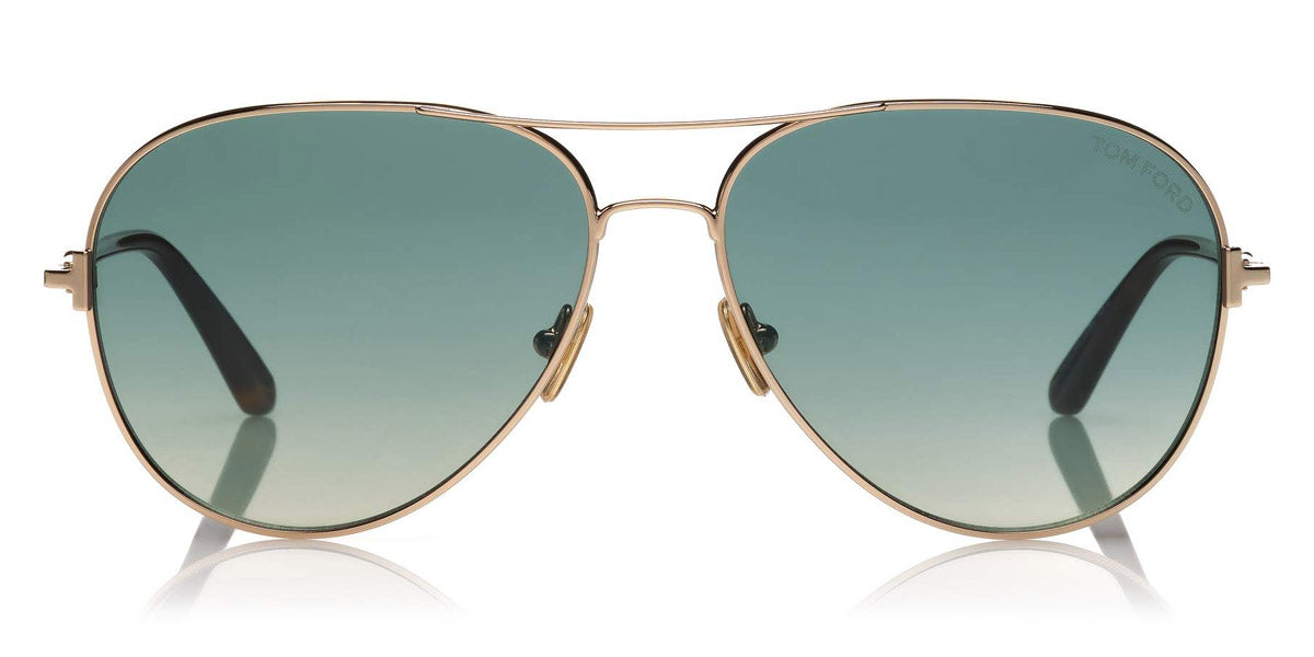 Tom Ford® FT0823 Clark FT0823 Clark 28P 59 - 28P - Shiny Rose Gold, Classical Havana / Gradient Turquoise To Sand Lenses Sunglasses