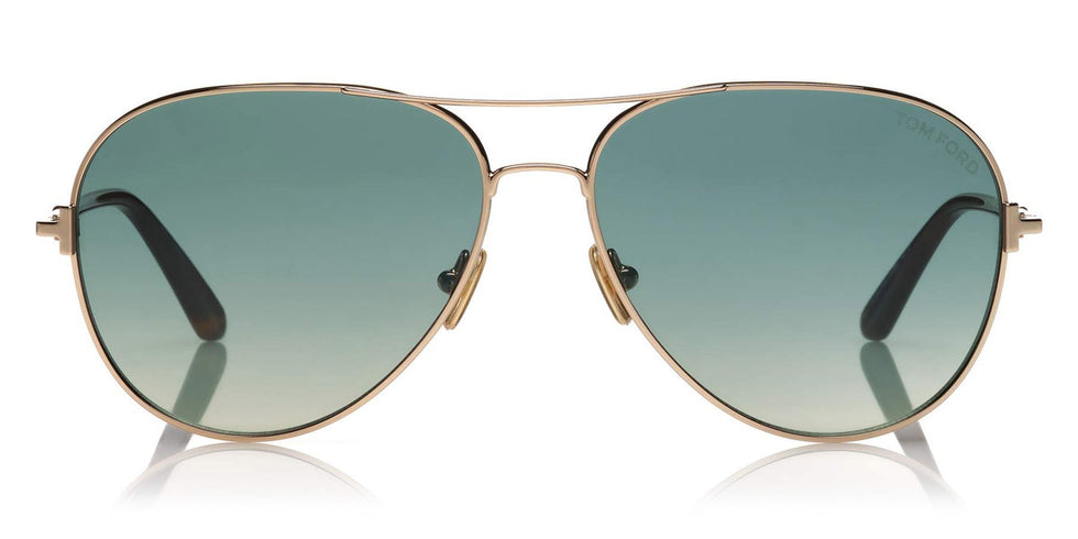 Tom Ford® FT0823 Clark FT0823 Clark 28P 59 - 28P - Shiny Rose Gold, Classical Havana / Gradient Turquoise To Sand Lenses Sunglasses