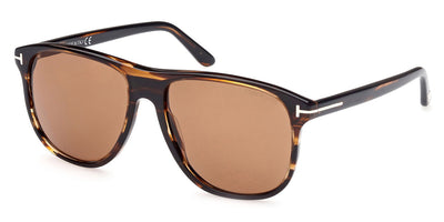 Tom Ford® FT0905 Joni FT0905 Joni 50E 56 - Shiny Warm Brown With Amber Stripes Sunglasses