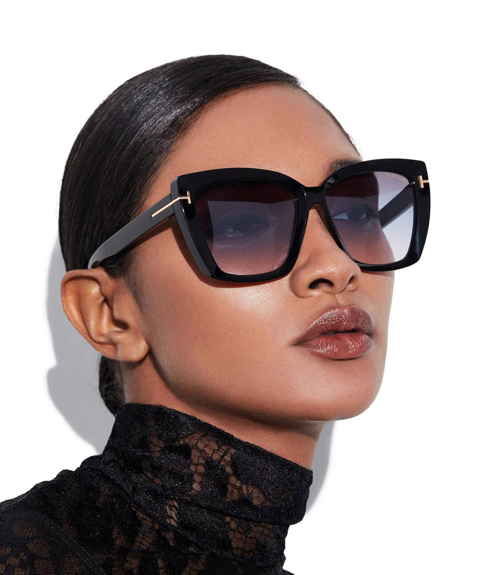 Tom Ford® FT0920 Scarlet-02 FT0920 Scarlet-02 01B 57 - 01B - Shiny Black / Gradient Blue-To-Pink Lenses Sunglasses