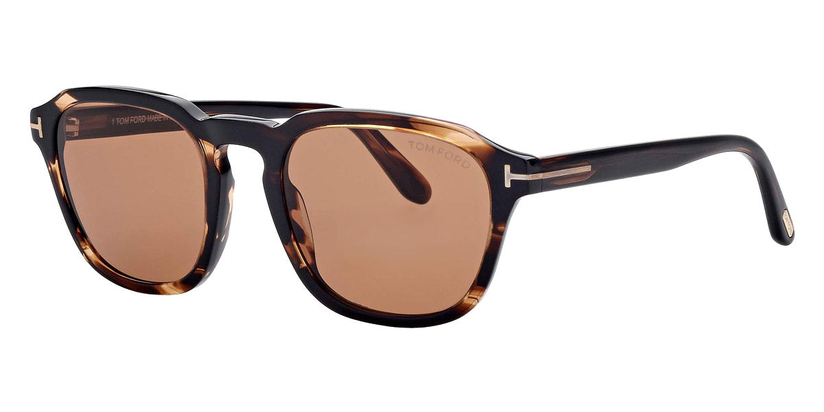 Tom Ford® FT0931 Avery FT0931 Avery 56E 52 - 56E - Shiny Warm Brown With Amber Stripes/ Brown Lenses Sunglasses