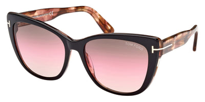 Tom Ford® FT0937 Nora FT0937 Nora 05F 57 - 05F - Shiny Black & Antique Pink Havana / Grad. Brown, Pink, & Sand Lenses Sunglasses