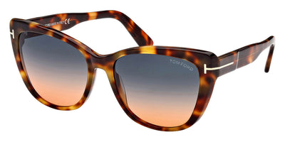 Tom Ford® FT0937 Nora FT0937 Nora 53W 57 - 53W - Shiny Medium Blonde Havana/ Gradient Blue To Amber Lenses Sunglasses