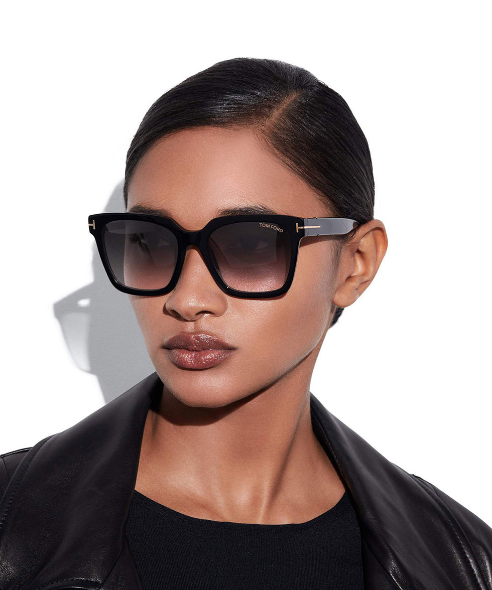 Tom Ford® FT0952 Selby FT0952 Selby 01B 55 - 01B - Shiny Black / Gradient Smoke-To-Pink Lenses Sunglasses