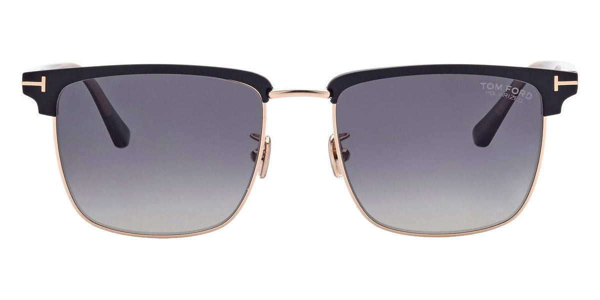 Tom Ford® FT0997-H Hudson-02 FT0997-H Hudson-02 02D 55 - 02D - Shiny Rose Gold, t" Logo / Polarized Gradient Smoke Lenses" Sunglasses