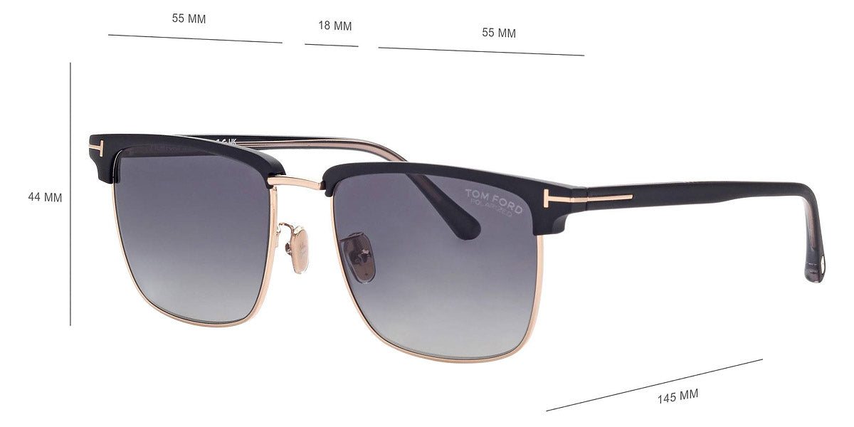 Tom Ford® FT0997-H Hudson-02 FT0997-H Hudson-02 02D 55 - 02D - Shiny Rose Gold, t" Logo / Polarized Gradient Smoke Lenses" Sunglasses