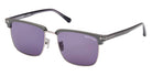 Tom Ford® FT0997-H Hudson-02 FT0997-H Hudson-02 51V 55 - 51V - Shiny Light Ruthenium, t" Logo / Blue Lenses" Sunglasses