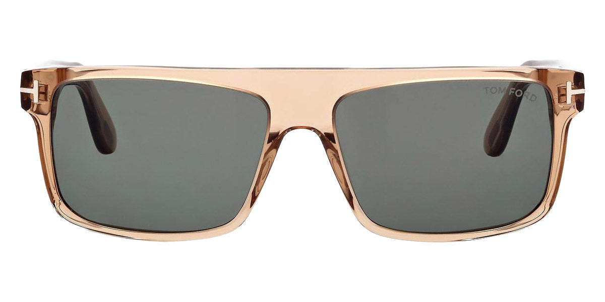 Tom Ford® FT0999 Philippe-02 FT0999 Philippe-02 45N 58 - 45N - Shiny Transparent Beige, t" Logo / Green Lenses" Sunglasses
