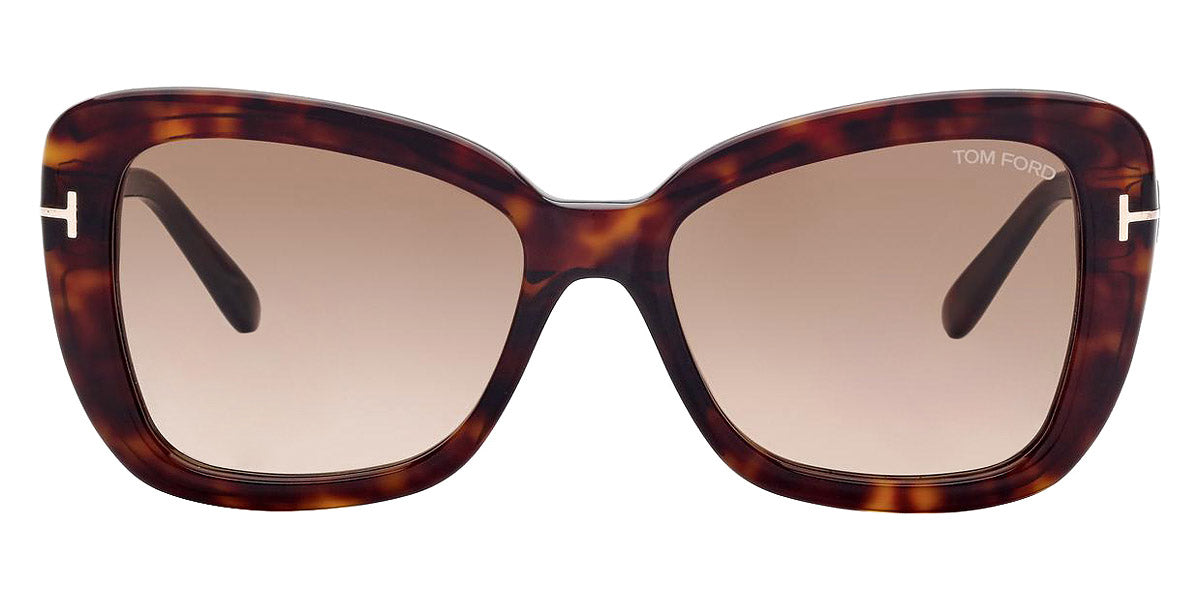 Tom Ford® FT1008 Maeve FT1008 Maeve 52F 55 - 52F - Shiny Dark Havana, t" Logo / Gradient Brown Lenses" Sunglasses