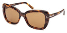 Tom Ford® FT1008 Maeve FT1008 Maeve 55J 55 - 55J - Shiny Coloured Havana, t" Logo / Brown Lenses" Sunglasses