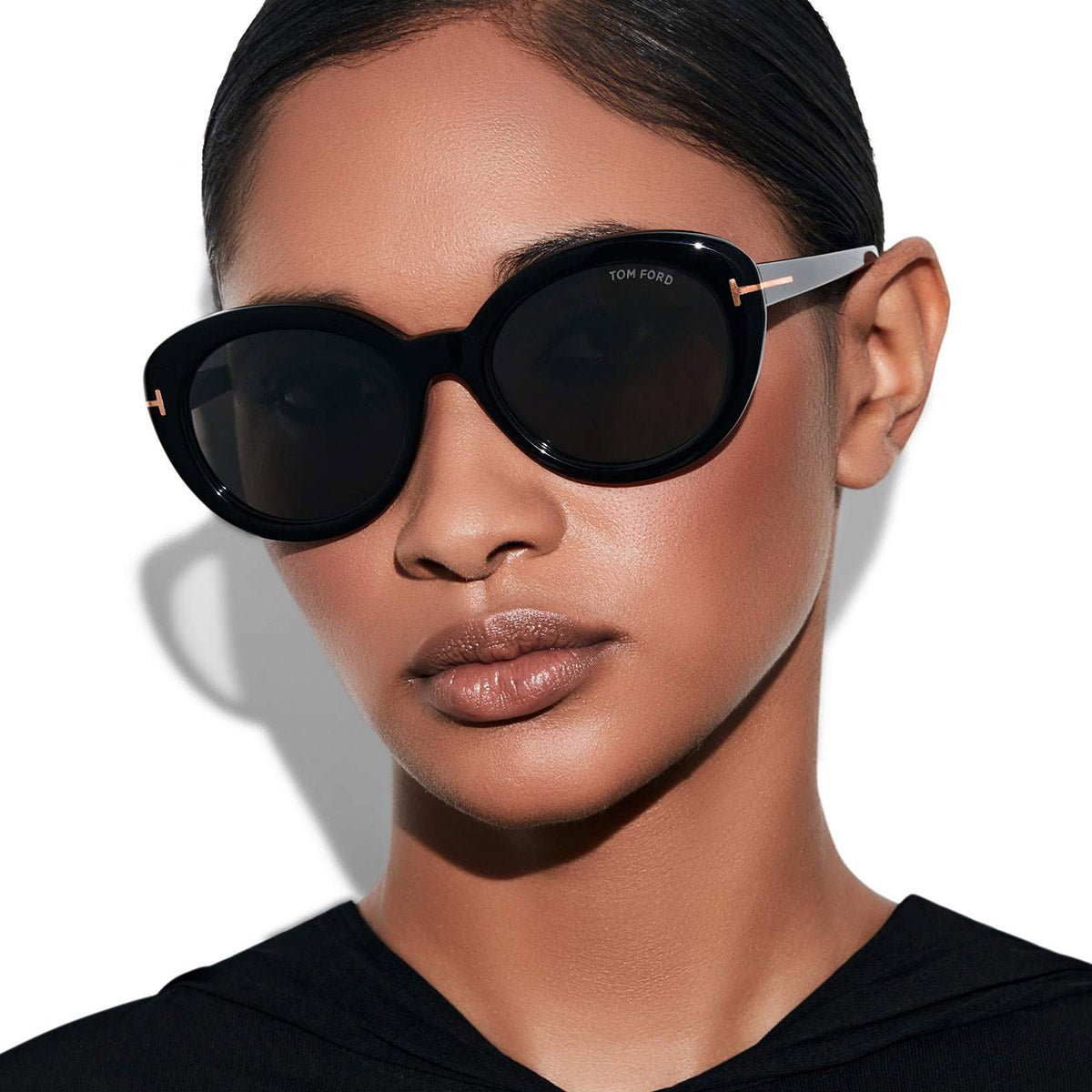 Tom Ford® FT1009 Lily-02 FT1009 Lily-02 01A 55 - 01A - Shiny Black, t" Logo / Smoke Lenses" Sunglasses