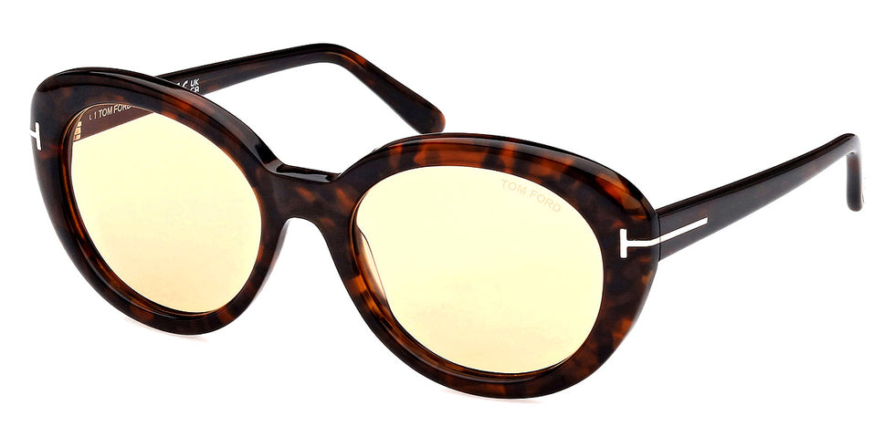 Tom Ford® FT1009 Lily-02 FT1009 Lily-02 52E 55 - 52E - Shiny Dark Havana, t" Logo / Photochromic Peach Lenses" Sunglasses
