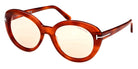Tom Ford® FT1009 Lily-02 FT1009 Lily-02 53Y 55 - 53Y - Shiny Blonde Havana, t" Logo / Photochromic Pink Lenses" Sunglasses