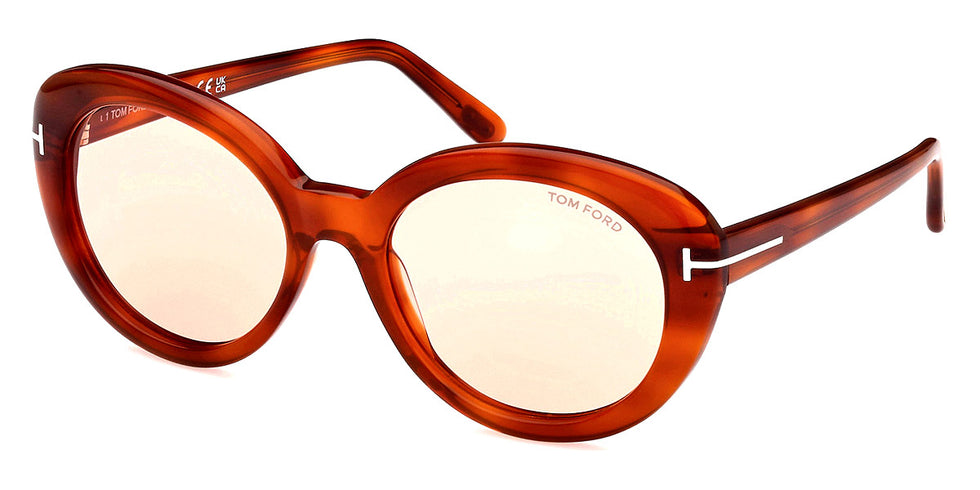 Tom Ford® FT1009 Lily-02 FT1009 Lily-02 53Y 55 - 53Y - Shiny Blonde Havana, t" Logo / Photochromic Pink Lenses" Sunglasses