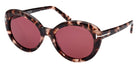 Tom Ford® FT1009 Lily-02 FT1009 Lily-02 55Y 55 - 55Y - Shiny Pink Havana, t" Logo / Bordeaux Lenses" Sunglasses