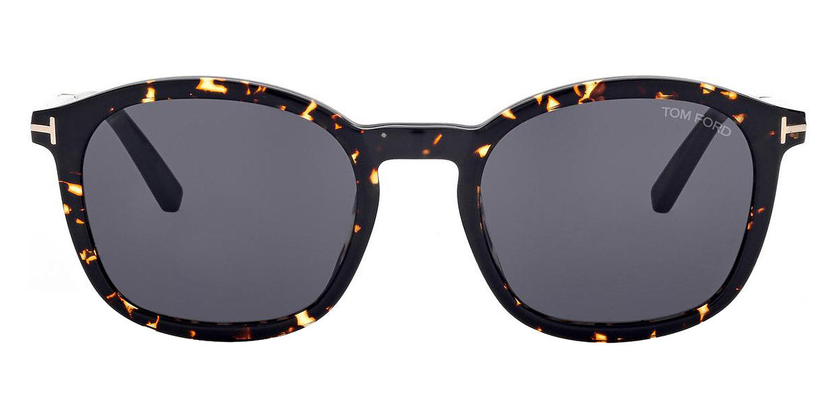Tom Ford® FT1020 Jayson FT1020 Jayson 52A 52 - 52A - Shiny Dark Havana And Black, t" Logo / Smoke Lenses" Sunglasses
