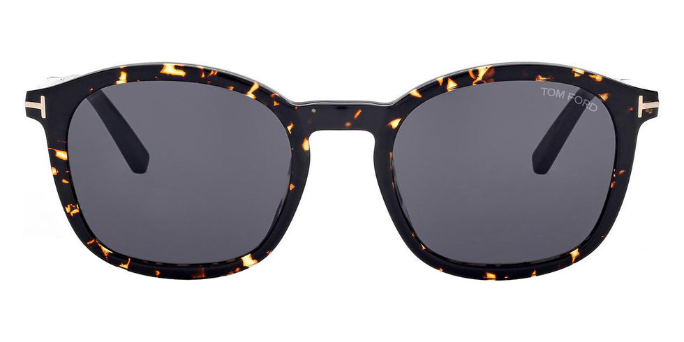 Tom Ford® FT1020 Jayson FT1020 Jayson 52A 52 - 52A - Shiny Dark Havana And Black, t" Logo / Smoke Lenses" Sunglasses