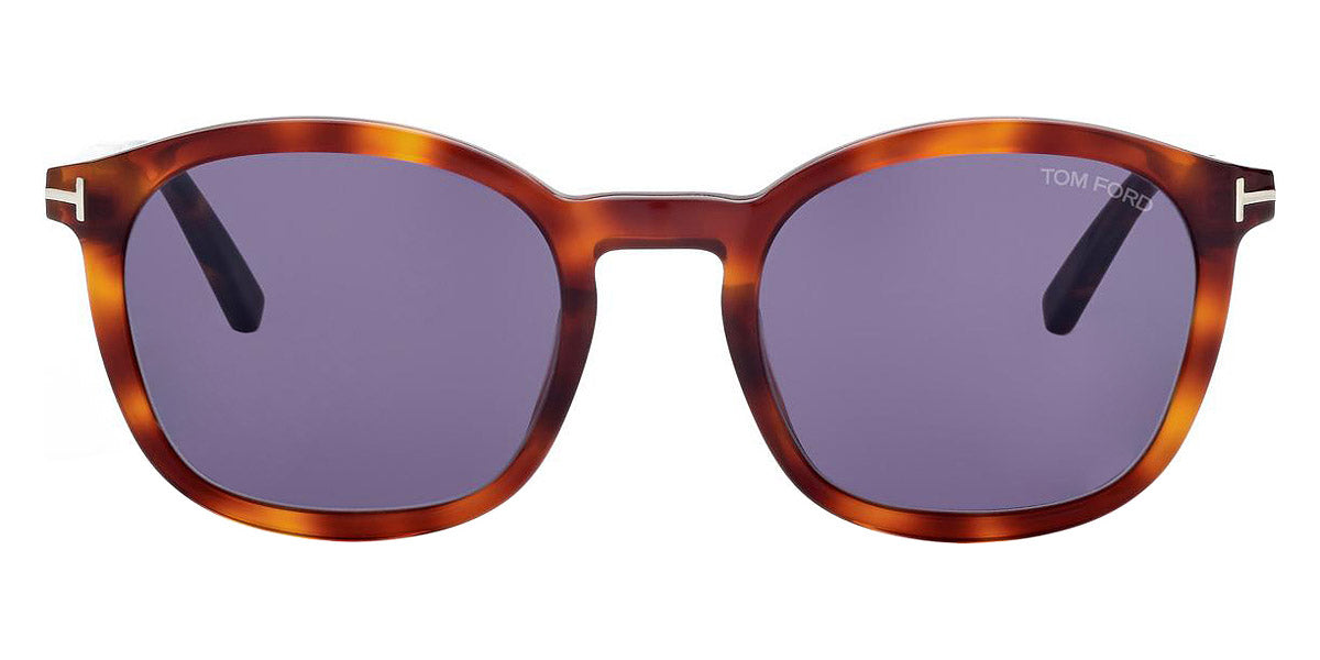 Tom Ford® FT1020 Jayson FT1020 Jayson 53V 52 - 53V - Shiny Blonde Havana, t" Logo / Blue Lenses" Sunglasses