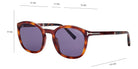 Tom Ford® FT1020 Jayson FT1020 Jayson 53V 52 - 53V - Shiny Blonde Havana, t" Logo / Blue Lenses" Sunglasses