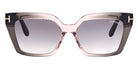 Tom Ford® FT1030 Winona FT1030 Winona 20G 53 - 20G - Shiny Transparent Grey And Rose, t" Logo / Rose Mirror Lenses" Sunglasses