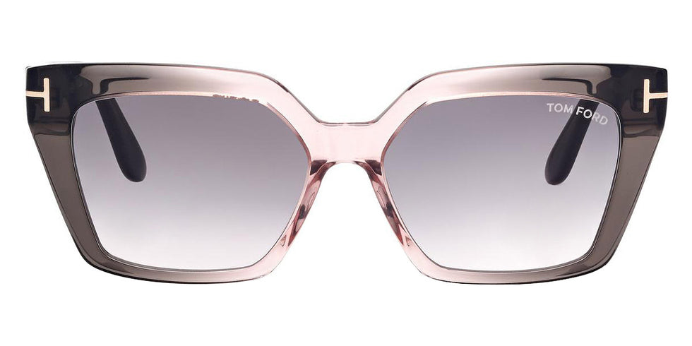 Tom Ford® FT1030 Winona FT1030 Winona 20G 53 - 20G - Shiny Transparent Grey And Rose, t" Logo / Rose Mirror Lenses" Sunglasses