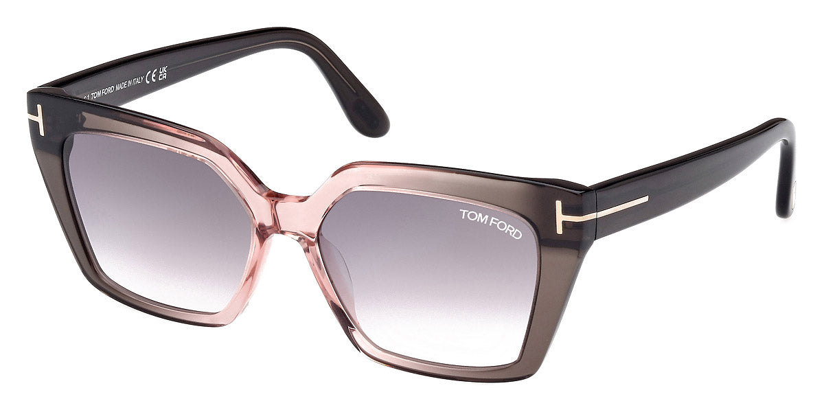Tom Ford® FT1030 Winona FT1030 Winona 20G 53 - 20G - Shiny Transparent Grey And Rose, t" Logo / Rose Mirror Lenses" Sunglasses