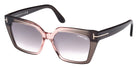 Tom Ford® FT1030 Winona FT1030 Winona 20G 53 - 20G - Shiny Transparent Grey And Rose, t" Logo / Rose Mirror Lenses" Sunglasses