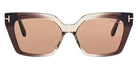 Tom Ford® FT1030 Winona FT1030 Winona 47J 53 - 47J - Shiny Transparent Light Brown And Beige, t" Logo / Brown Lenses" Sunglasses