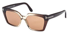 Tom Ford® FT1030 Winona FT1030 Winona 47J 53 - 47J - Shiny Transparent Light Brown And Beige, t" Logo / Brown Lenses" Sunglasses
