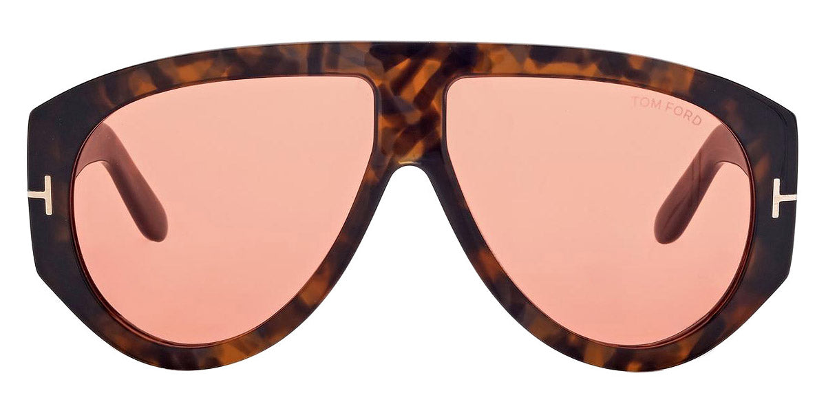 Tom Ford® FT1044 Bronson FT1044 Bronson 52S 60 - 52S - Shiny Dark Havana, t" Logo / Orange Lenses Fw22 Adv" Sunglasses