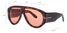 Tom Ford® FT1044 Bronson FT1044 Bronson 52S 60 - 52S - Shiny Dark Havana, t" Logo / Orange Lenses Fw22 Adv" Sunglasses