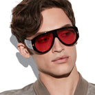 Tom Ford® FT1044 Bronson FT1044 Bronson 52S 60 - 52S - Shiny Dark Havana, t" Logo / Orange Lenses Fw22 Adv" Sunglasses