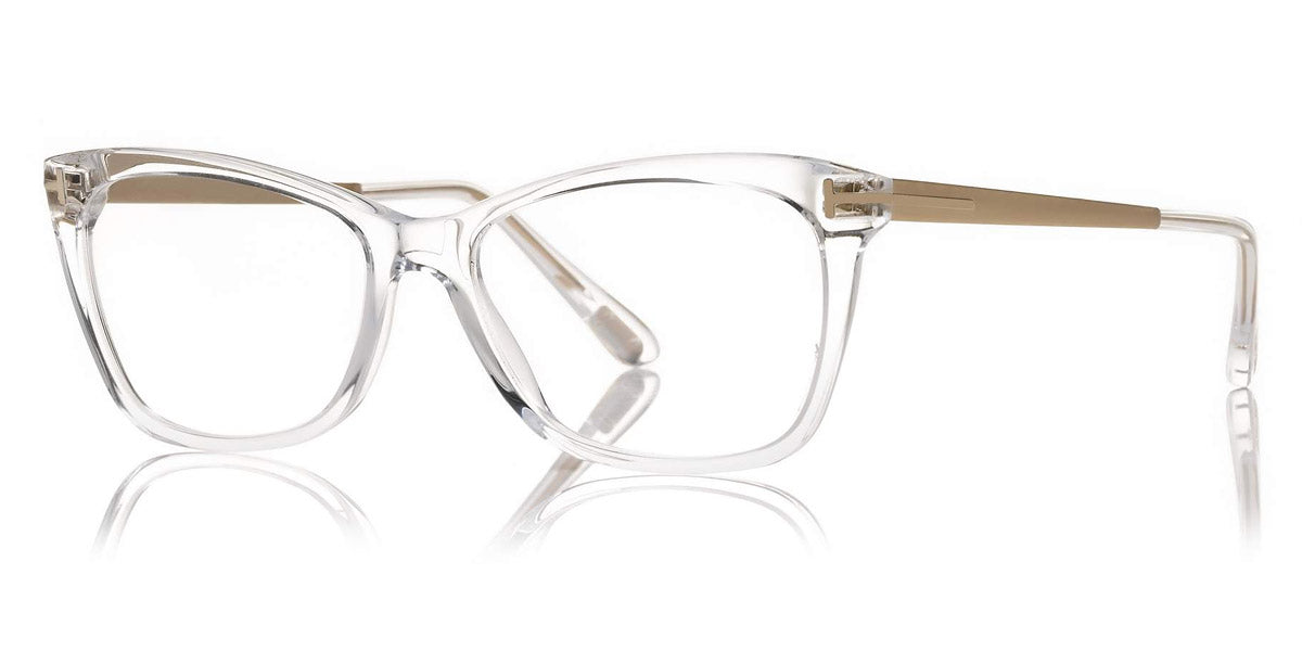 Tom Ford® FT5353 FT5353 045 52 - 045 - Shiny Transp Champagne, Matte Pale Gold, t" Logo / Blue Block Lenses" Eyeglasses