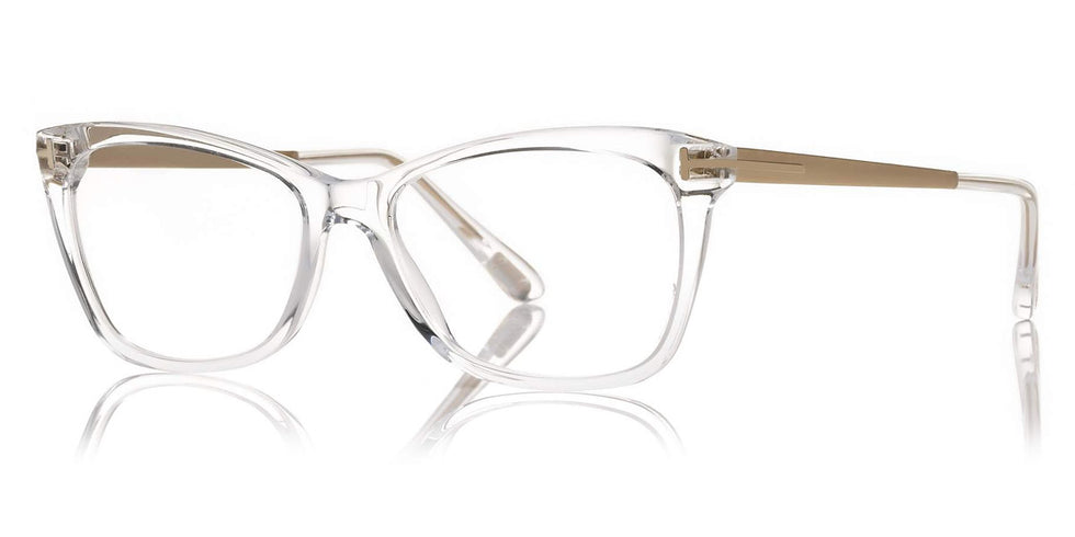 Tom Ford® FT5353 FT5353 045 52 - 045 - Shiny Transp Champagne, Matte Pale Gold, t" Logo / Blue Block Lenses" Eyeglasses