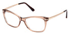 Tom Ford® FT5353 FT5353 069 52 - 069 - Shiny Burgundy, Matte Pale Gold, t" Logo / Blue Block Lenses" Eyeglasses