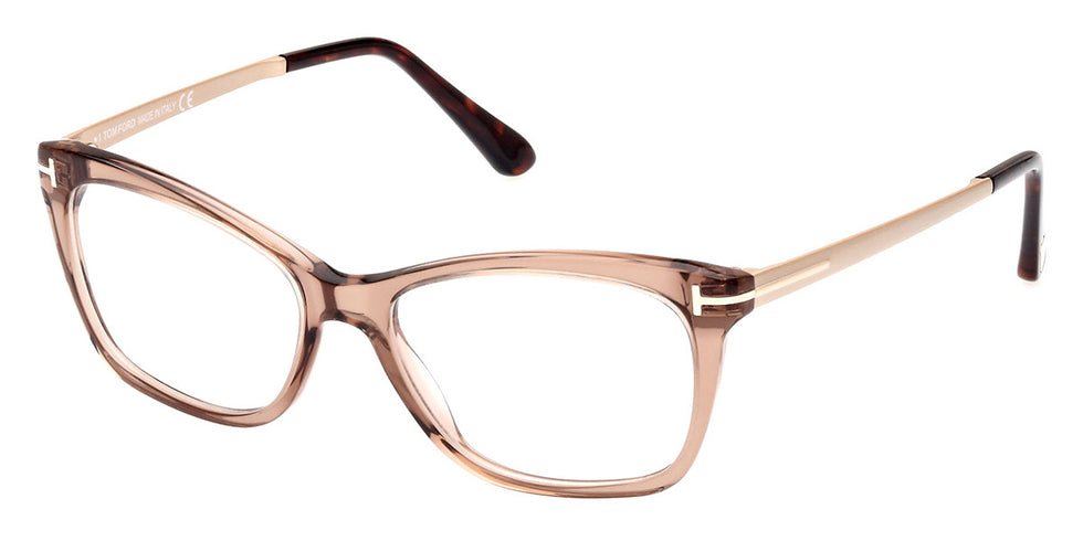 Tom Ford® FT5353 FT5353 069 52 - 069 - Shiny Burgundy, Matte Pale Gold, t" Logo / Blue Block Lenses" Eyeglasses