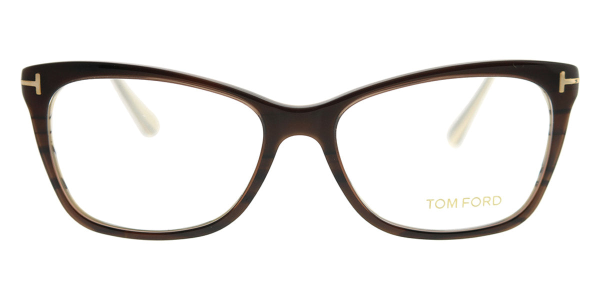 Tom Ford® FT5353 FT5353 050 52 - 050 - Shiny Transparent Brown, White-Brown Horn Tips, Brushed Rose Gold Eyeglasses