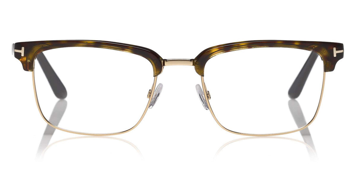 Tom Ford® FT5404 FT5404 052 53 - Shiny Dark Classic Havana/Shiny Rose Gold "T" Logo Eyeglasses