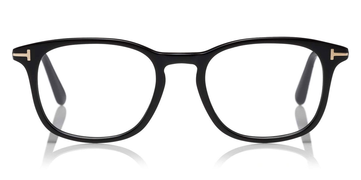 Tom Ford® FT5505 FT5505 001 52 - Shiny Black/Rose Gold T Logo Eyeglasses