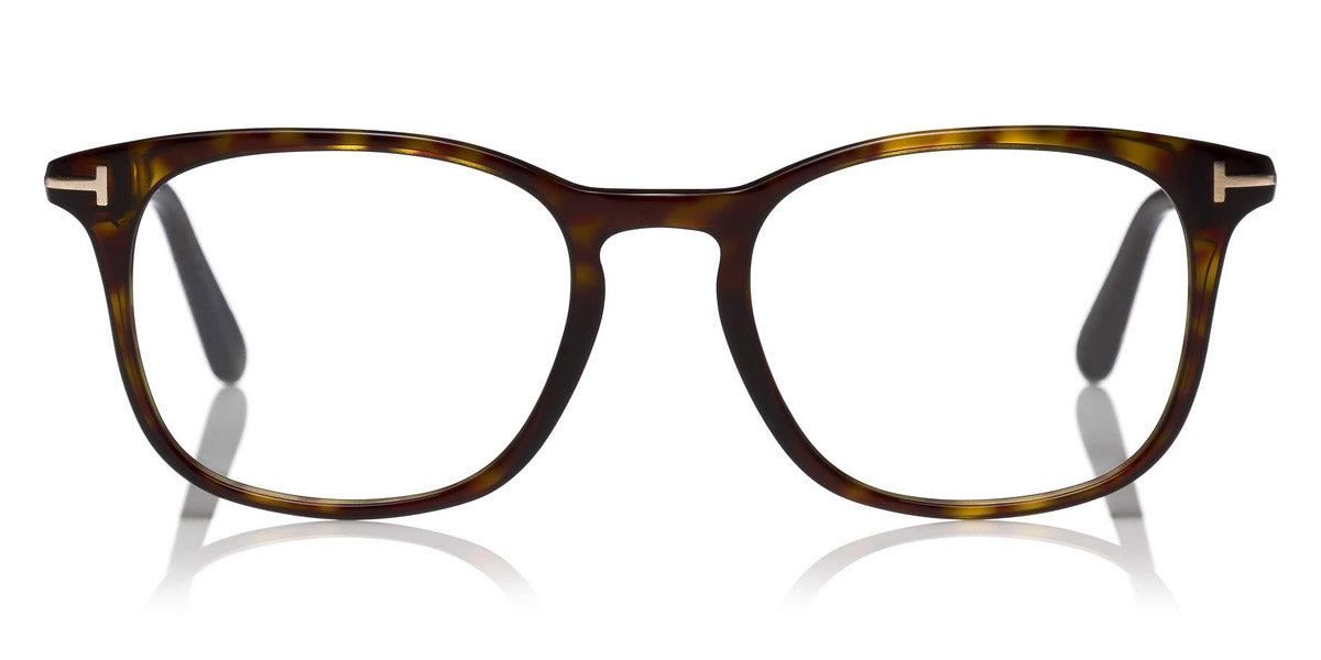 Tom Ford® FT5505 FT5505 052 52 - Shiny Classic Dark Havana/Rose Gold T Logo Eyeglasses