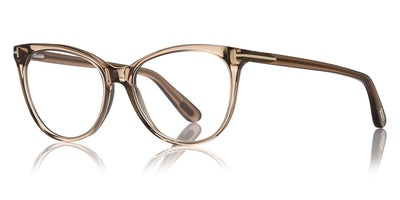 Tom Ford® FT5513 FT5513 045 54 - Shiny Transparent Brown/Rose Gold "T" Logo Eyeglasses