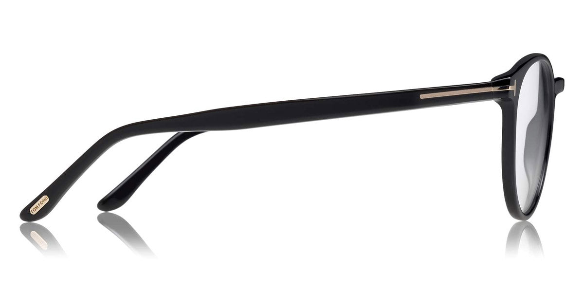 Tom Ford® FT5524 FT5524 001 49 - Shiny Black/Rose Gold "T" Logo Eyeglasses