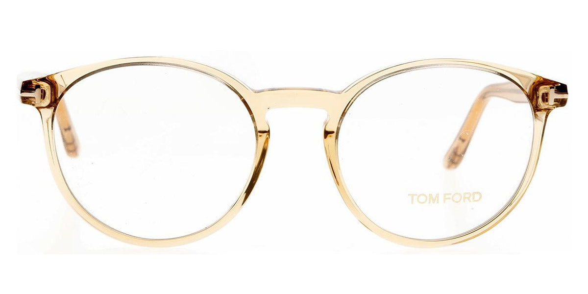 Tom Ford® FT5524 FT5524 045 49 - Shiny Transparent Champagne/Shiny Rose Gold "T" Logo Eyeglasses