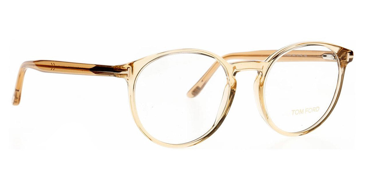 Tom Ford® FT5524 FT5524 045 49 - Shiny Transparent Champagne/Shiny Rose Gold "T" Logo Eyeglasses