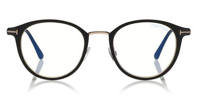 Tom Ford® FT5528-B FT5528-B 002 49 - Matte Black/Shiny Rose Gold Bridge & T Logo Eyeglasses