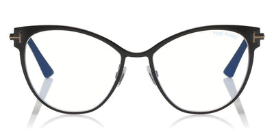 Tom Ford® FT5530-B FT5530-B 001 54 - Shiny Black/Shiny Rose Gold Inside And "T" Logo/Blue Eyeglasses