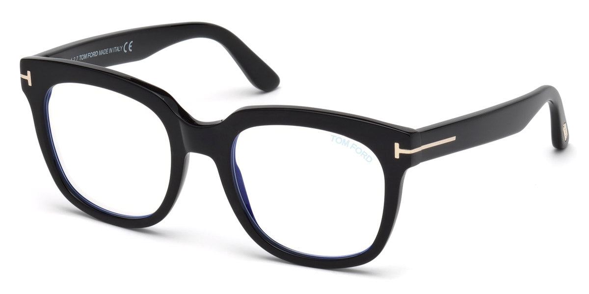 Tom Ford® FT5537-B FT5537-B 001 52 - 001 - Shiny Black/ Blue Block Lenses Eyeglasses
