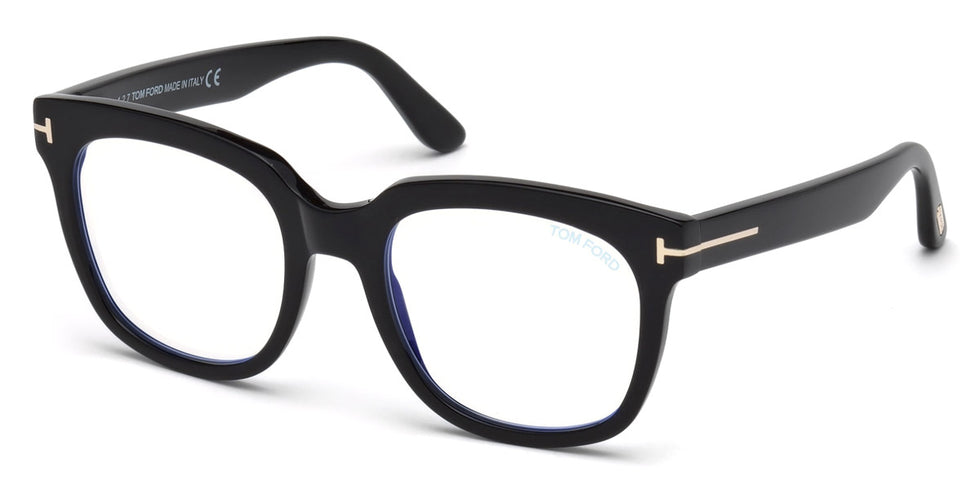 Tom Ford® FT5537-B FT5537-B 001 52 - 001 - Shiny Black/ Blue Block Lenses Eyeglasses