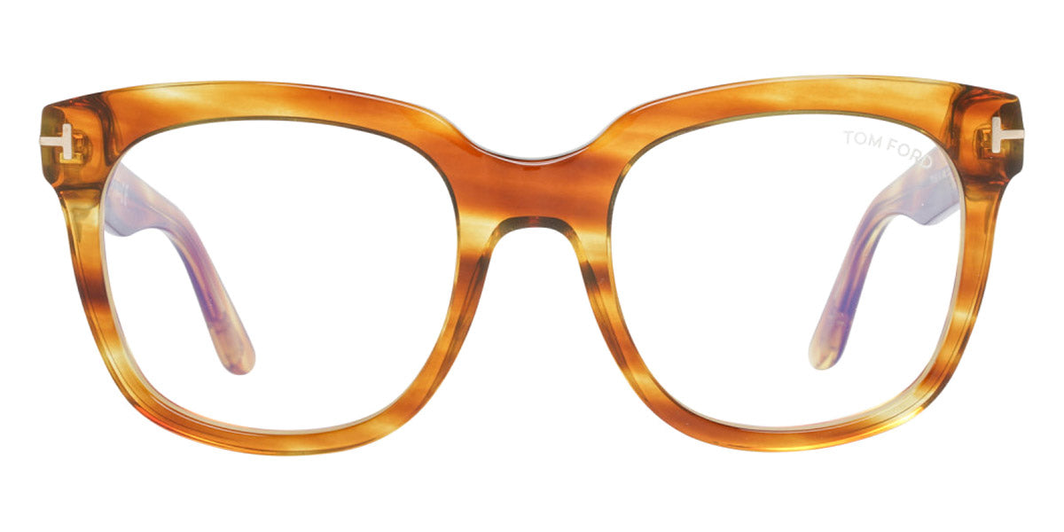 Tom Ford® FT5537-B FT5537-B 045 52 - Shiny Striped Light Brown/Blue Eyeglasses